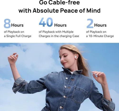 Vista 7 de Auriculares inalámbricos, auriculares Bluetooth, auriculares con cancelación de ruido, auriculares 3D 4, auriculares intrauditivos con graves