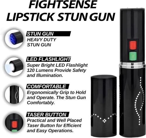 Vista 2 de FIGHTSENSE Kit de defensa personal para mujer, spray de pimienta y linterna de lápiz labial de autodefensa, batería recargable, llavero bolsa