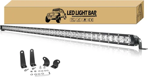 Vista 9 de Willpower Barra de luz LED de 19 pulgadas, 90 W, de una sola fila, foco delgado, luces LED todoterreno, luces de trabajo antiniebla para camiones