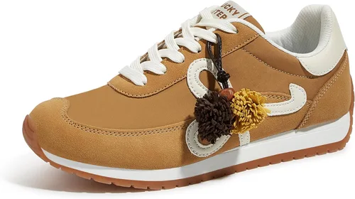 Vista 20 de LUCKY STEP - Zapatillas de moda para mujer, elegantes, de caña baja, clásicas, retro, casuales, cómodas, para correr y caminar Marrón oscuro