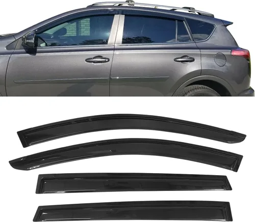Vista 2 de IKON MOTORSPORTS - Visera de ventana compatible con Toyota RAV4 2013-2018, humo oscuro acrílico, 4 unidades, protección contra la lluvia, viento