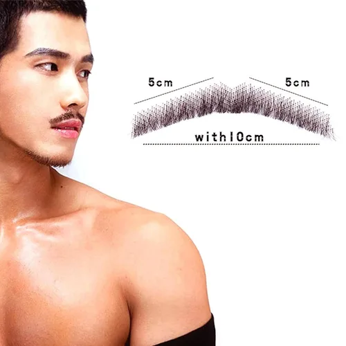 Vista 2 de Un par de barbas falsas para hombre, 100% cabello humano atado a mano (# negro marrón)