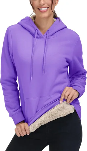 Vista 102 de MAGCOMSEN Sudaderas con capucha para mujer, con forro de sherpa, de vellón, para invierno, cálido, pesado, de algodón, con bolsillo