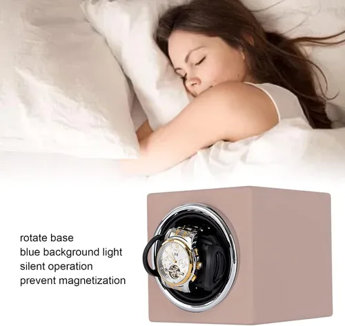 Vista 3 de Electric Watch Winder, Ultra Quiet Automatic Single Watch Winder, Adjustable Watch Box with Blue Background Light, Anti Magnetization, Composite