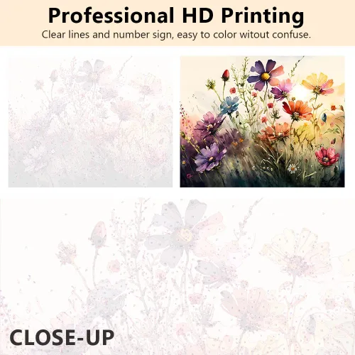 Vista 3 de TUMOVO Pintura de flores de acuarela por números para adultos principiantes, pintura abstracta por números, kits de pintura sobre lienzo, pintura