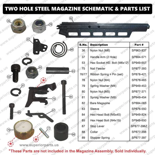 Vista 8 de SP 884-570 Aftermarket - Conjunto de cargador (acero inoxidable) 2 orificios compatible con Hitachi NR83A