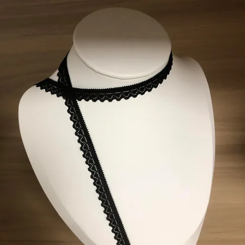 Vista 2 de Cinta de encaje negro de 0.4 pulgadas, ribete de encaje elástico de 10 yardas de largo con muy buena elasticidad de 1:2.2, ideal para decoración