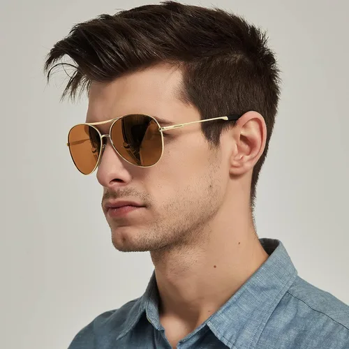 Vista 7 de BOTPOV Gafas de sol de aviador para hombres y mujeres, polarizadas, protección UV400, lente espejada, marco de metal con bisagras de resorte..