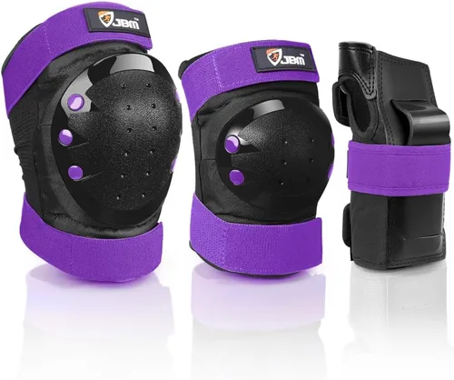 Vista 10 de JBM Rodilleras para adultos y niños, coderas y muñequeras para patinaje en línea, patinaje, patinaje Negro