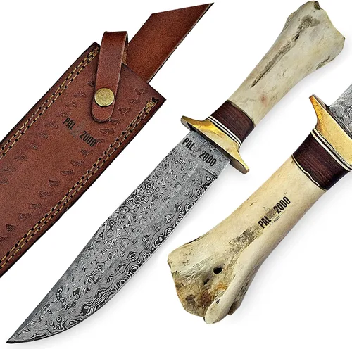 Vista 6 de PAL 2000 KNIVES Acero de Damasco hecho a mano personalizado 16 pulgadas cuchillo de caza con funda 7001