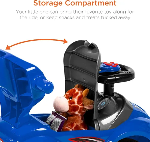 Vista 4 de Best Choice Products Carro de empuje y pedal 3 en 1 para niños, carro de juguete para niños pequeños con mango, bocina y música - Azul