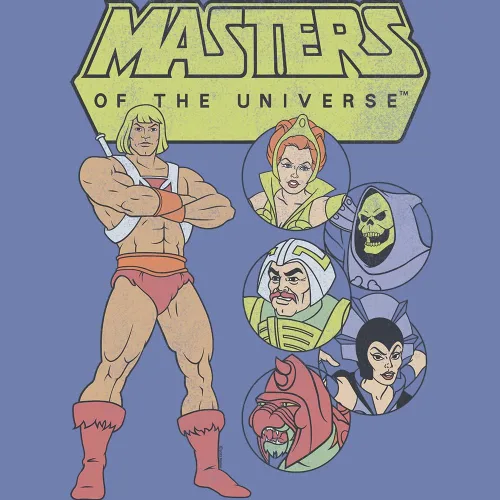 Vista 2 de Masters of The Universe He-Man Characters Blue Heather - Camisetas de manga corta para hombre, camisetas gráficas de televisión de los años 80