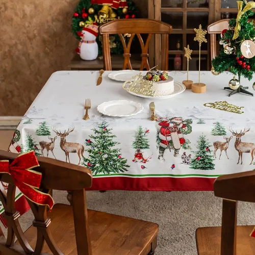 Vista 4 de ARTABLE Mantel Rectangular de Primavera con Estampado de Flores, Hierba y Patrones Florales Vintage, Mantel para Mesa de Pascua, Camino de Mesa