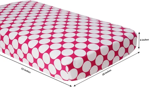 Vista 8 de Bacati - Sábana bajera ajustable para cuna, 100% algodón percal de One Large DOTS - Se adapta a colchones estándar de 28 x 52 x 5 pulgadas para cuna