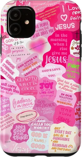 Vista 8 de Funda estética para iPhone 16 con versículos bíblicos cristianos con citas positivas