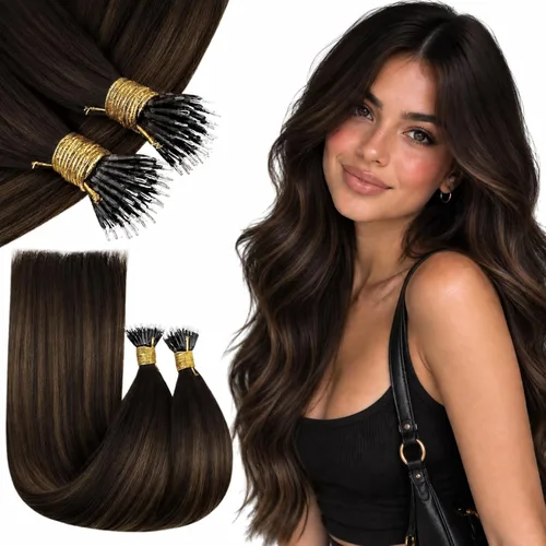 Vista 49 de RUNATURE K Tip - Extensiones de cabello humano real, ombré, pelo corto