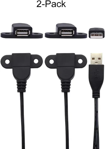Vista 8 de Cable de extensión de carga USB 2.0 macho a doble hembra, mesita de noche para muebles, sofá, puerto de carga a bordo, cable de montaje en panel