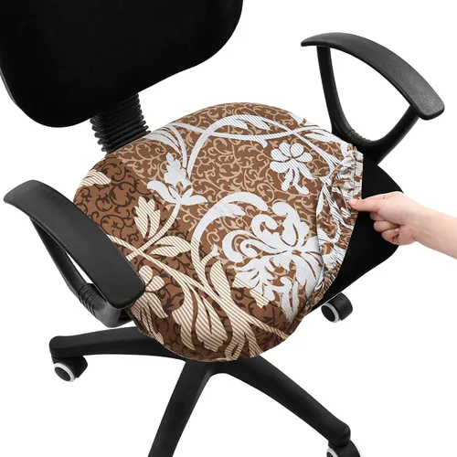 Vista 41 de Smiry Fundas de asiento impresas para silla de computadora de oficina, ajuste elástico, universal para silla giratoria de escritorio, lavables, Beige