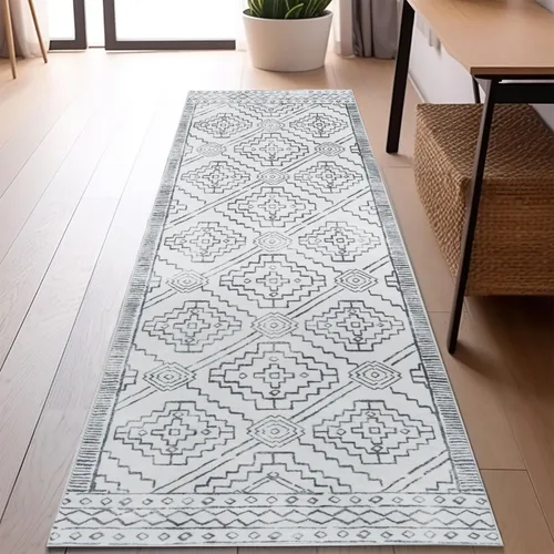 Vista 10 de jinchan - Tapete de pasillo marroquí de 2 x 6 pies con líneas, bohemio, lavable, para cocina, suave, geométrico, de lana sintética, antideslizante