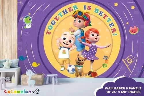 Vista 8 de JJ and His Brothers CoComelon - Papel tapiz para despegar y pegar, decoración de pared para niños CoComelon, decoraciones de Cocomelon para niños