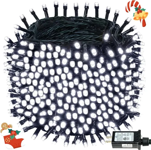 Vista 24 de Luces de cadena navideñas conectables de 240 LED de 88 pies, 13 modos, para interiores y exteriores, cable verde extensible, luces de árbol