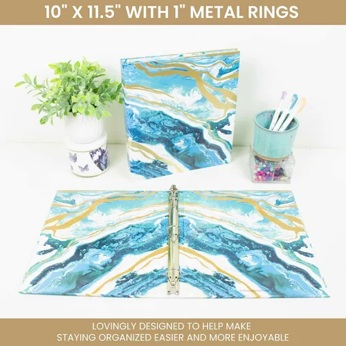 Vista 2 de Bloom Daily Planners Carpeta de 1 pulgada con 3 anillas para la escuela, oficina, hogar - Organizador decorativo de carpeta de 1" para papel