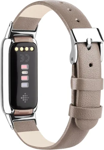 Vista 7 de Vancle Correa de cuero compatible con Fitbit Luxe, correa de cuero delgada ajustable para mujeres y hombres