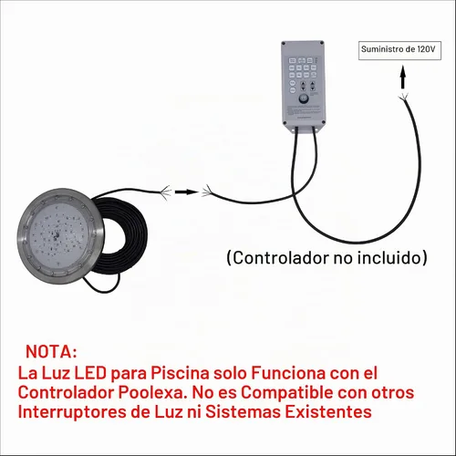 Vista 3 de Luz LED multicolor para piscina enterrada de 10 pulgadas, carcasa de acero inoxidable, cable de 50 pies para nicho húmedo (sin controlador)