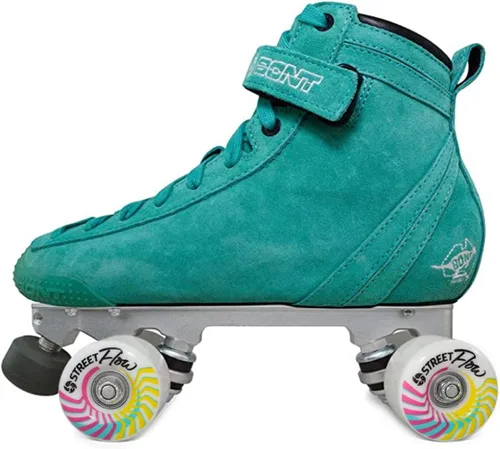 Vista 2 de Bont Parkstar - Patines de gamuza verde azulado suave para Park Ramps Bowls Street - Patines para patinaje en exteriores e interiores