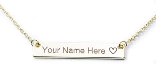 Vista 4 de Collar de barra grande con nombre personalizado con grabado