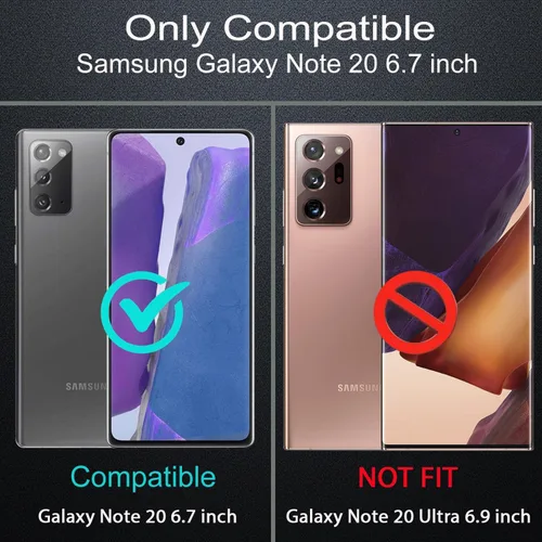 Vista 2 de Funda para Galaxy Note 20, con protector de pantalla de TPU flexible autorreparable [2 unidades] y cubierta de cámara deslizante, anillo de rotación