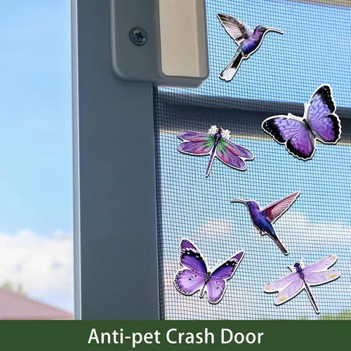 Vista 5 de Konohan 12 imanes de puerta de colibrí, mariposa y libélula de doble cara, protector decorativo flexible retráctil, calcomanías magnéticas