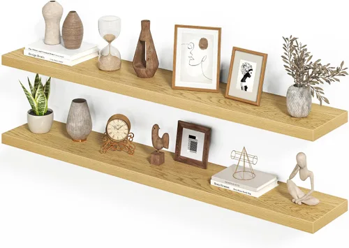 Vista 38 de Heimlove Juego de 2 estantes flotantes de 16 pulgadas para pared, estante negro para baño pequeño, dormitorio, sala de estar, cocina, decoración