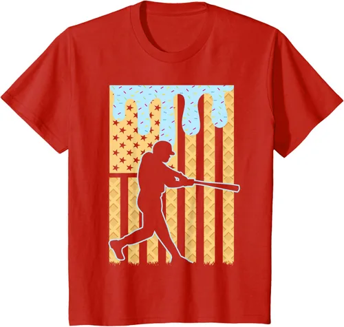 Vista 57 de Camiseta de béisbol Drip Boys Dripping Ice Cream Baseball American Flag, Negro -, Pequeña