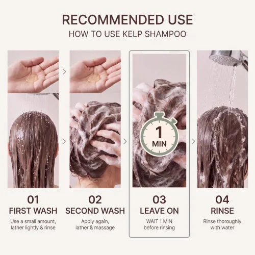 Vista 2 de Champú para cuero cabelludo sensible, champú suave sin sulfato de algas marinas con Laminaria Japonica y Mung, cuidado del cabello coreano