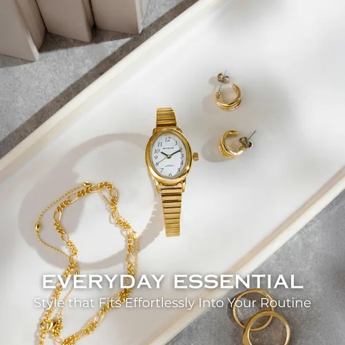Vista 3 de Miykon Dainty Vintage Dress Watches for Women – Easy Reader Analog Ladies Watch for Small Wrists with Stainless Steel Expansion Bracelet – Second