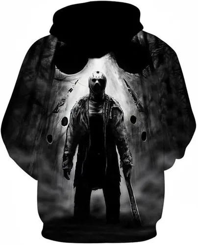 Vista 2 de CHLOBLOM Jason Voorhees Disfraz de Michael Myers Sudadera con capucha 3D