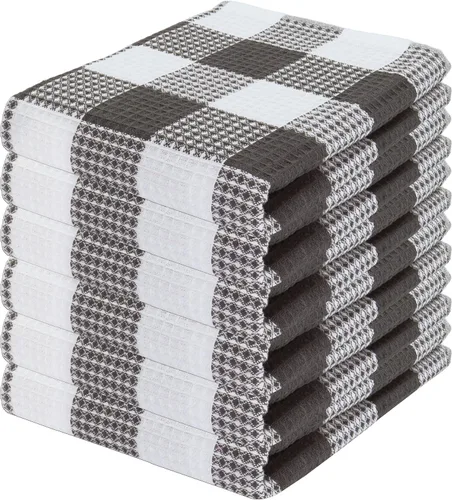 Vista 29 de PurpleEssences Trapos de cocina a cuadros con tejido de gofre, 100% algodón, 12 x 12 pulgadas, suaves, absorbentes, de secado rápido, trapos
