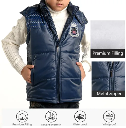 Vista 3 de MEILONGER Chaleco de invierno con capucha para niños, informal, grueso, cálido para exteriores