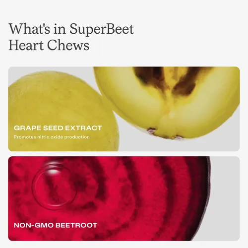 Vista 4 de Humann SuperBeets Masticables para el Corazón y Masticables de Cúrcuma, Suplemento de Remolacha y Cúrcuma, Complejo de Curcumina de Alta Absorción