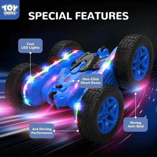 Vista 3 de TOY Life Coche de control remoto para niños, 2.4G HZ, auto de acrobacias a control remoto, juguetes de control remoto para niños y niñas, auto