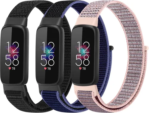 Vista 10 de Correas de nailon compatibles con correas Fitbit Luxe, correas deportivas de tela transpirable ajustable Solo Loop, pulsera de repuesto suave