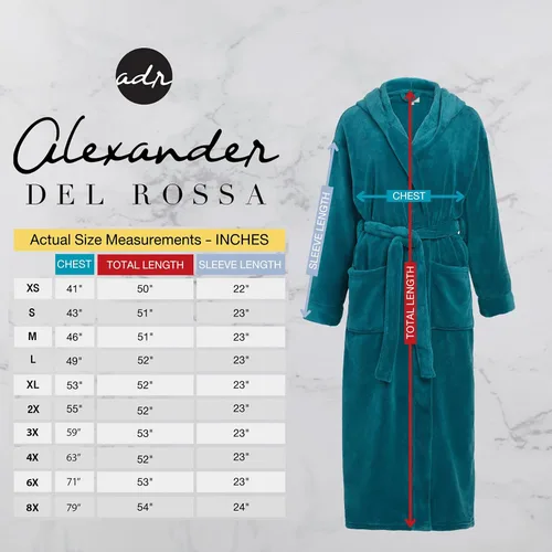 Vista 6 de Alexander Del Rossa - Bata de baño de felpa suave con capucha para mujer, bata larga y cálida, con capucha