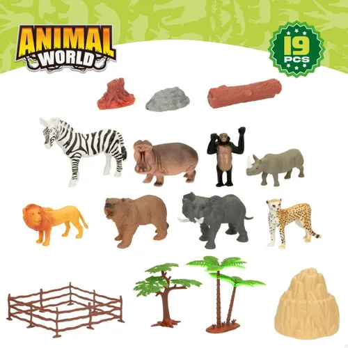 Vista 8 de Set de Figuras de Animales Colorbaby 19 piezas Jungla Plástico 14 x 6 x 5 cm (6 Unidades)
