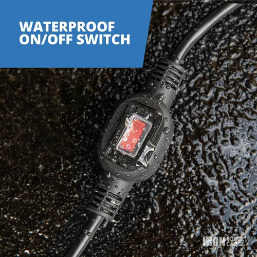 Vista 8 de Iron Forge Cable Cable de alimentación de repuesto de 16 AWG de 10 pies con interruptor de encendido y apagado en línea impermeable IP65 - Cable