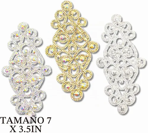 Vista 2 de PEARLY JUN Parches de apliques de cristal con diamantes de imitación, para bricolaje, con cuentas, ropa de costura para cinturón de boda, vestidos