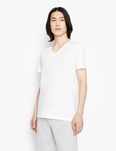 Vista 4 de Armani Exchange Camiseta de manga corta para hombre de algodón Pima con cuello en V