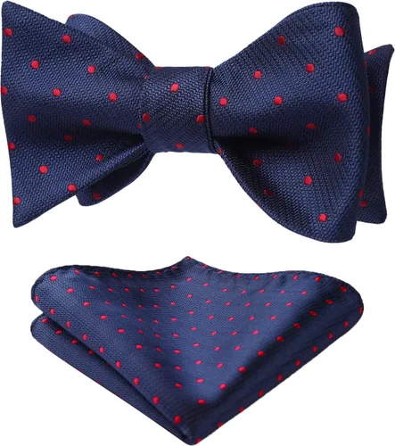 Vista 52 de HISDERN Pajaritas para hombre, diseño de lunares, corbatín y bolsillo cuadrado, clásico, esmoquin de negocios, boda, pajaritas, pañuelo