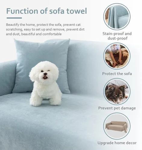 Vista 8 de Funda de sofá para sofá de 2 a 3 cojines, apta para mascotas, resistente al agua, antiarañazos de gatos, protector de muebles seccional