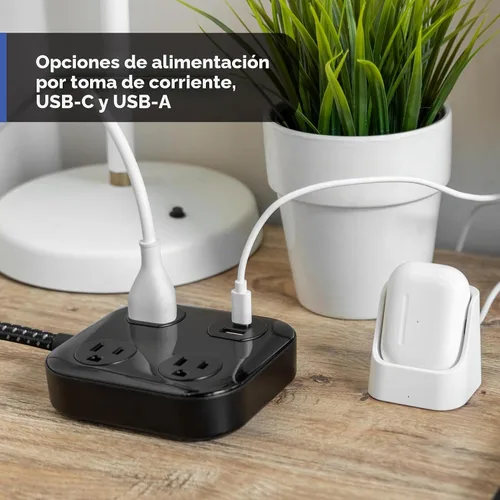 Vista 3 de GE SurGE Protector Power Strip con puertos USB, cable de extensión trenzado